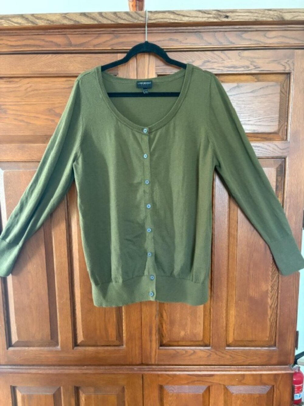 Lane Bryant Cardigan Women's 18/20 Olive Button Front Crew Neck